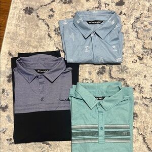 Men's Blue and Green Travis Mathew Polo Shirts - 3 shirts